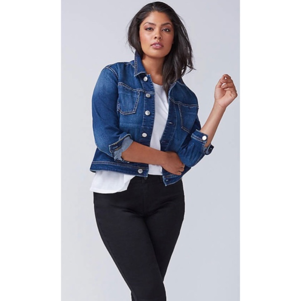 Lane Bryant Denim Jacket With Forward Side Seams